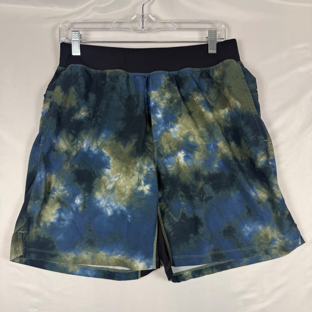 Fabletics Mens Small Athletic Shorts Tie Dye Blue Green Black Style SQ02043512